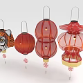 Red Lantern Tiger Head Lantern New Year Items 3d model