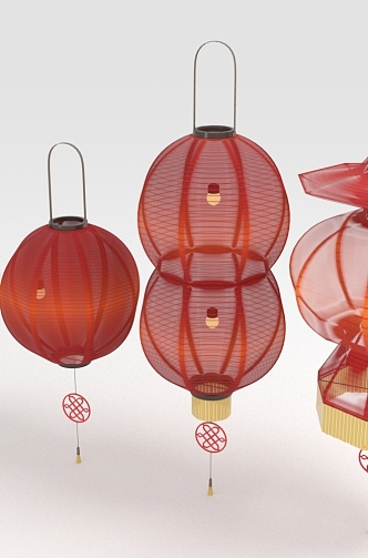 Red Lantern Tiger Head Lantern New Year Items 3d model