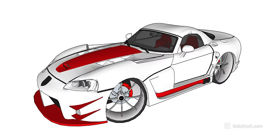 Sleek White And Red Sports Car With Streamlined Body And Sporty Design 3d model 