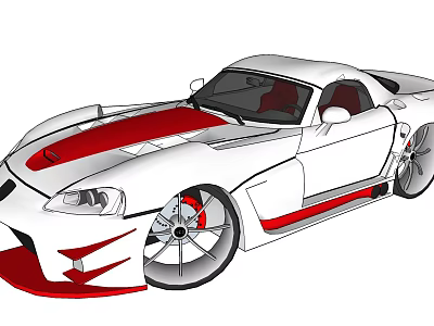Sleek White And Red Sports Car With Streamlined Body And Sporty Design 3d model