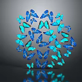 Blue Butterflies Forming Circular Pattern With Vibrant Blue Wings And Reflection 3d model