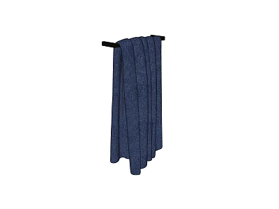 Dark Blue Towel Hanging On Black Towel Rack For Home Bathroom Use 3d model
