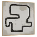 Square Rug With Abstract Black Line Pattern