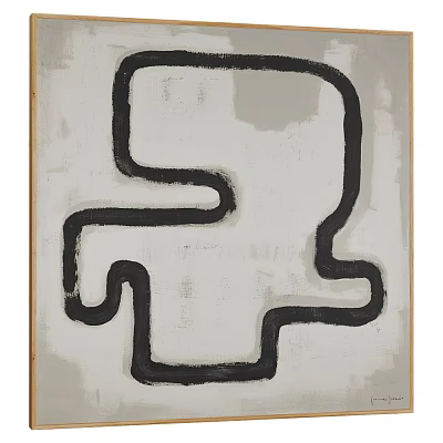 Square Rug With Abstract Black Line Pattern 3d model Square Rug With Abstract Black Line Pattern 3d model