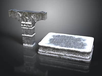 Artistic Stone Sculpture Carving With Decorative Pillar And Square Base Texture Design 3d model