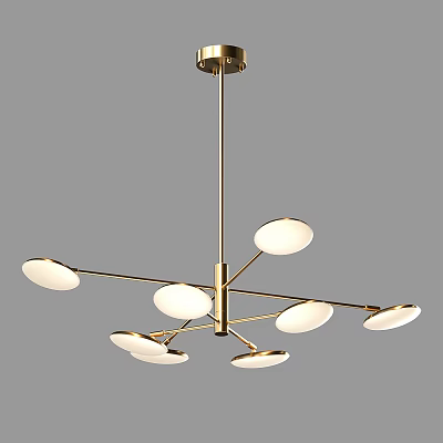 Modern Elegant Golden Metal Chandelier with Branch Like Design and Multiple Round Light Shades 3d model