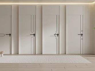 Modern swing door cream single door 3d model
