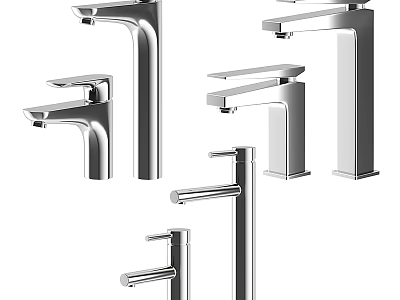 Modern Bathroom and Kitchen Faucets with Various Designs Chrome Finish for Home Use 3d model