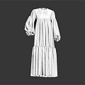 Elegant White Long Sleeve Dress With Frilled Hem And Loose Fit