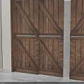 Double Wooden Barn Door With Cross Pattern Metal Hardware For Interior Space 3d model