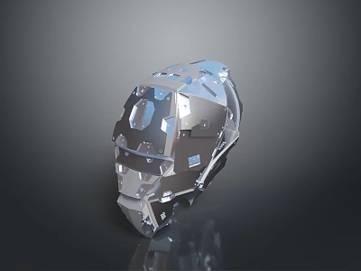 Futuristic Tactical Weapon Helmet With Metallic Armor Plates And Advanced Combat Design Features 3d model