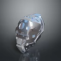 Futuristic Tactical Weapon Helmet With Metallic Armor Plates And Advanced Combat Design Features