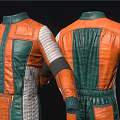 Green Orange Gray Jumpsuit Two Piece Set With Sleeved Full Length Patched Design