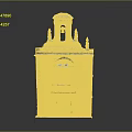 Antique Stone Building Model With Arched Windows And Decorative Top Details