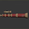 Astronomical Telescope With Copper Body Red Accents And Reflective Surface