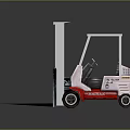 White Industrial Forklift With Red Wheels And Front Forks For Material Handling