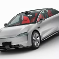 Silver Electric Sedan With Red Seats And Modern Sleek Autonomous Design