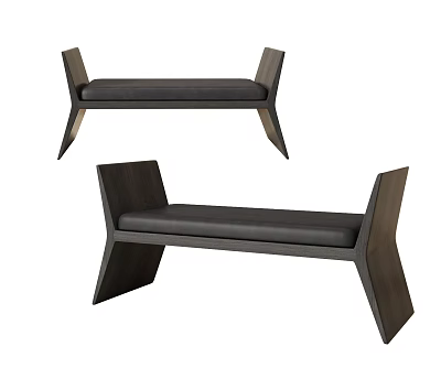 Stylish Modern Wooden Frame Bench with Dark Cushion and Contemporary Design 3d model