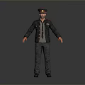 Man In Dark Uniform Jacket With Red Striped Pants And Cap Standing Pose