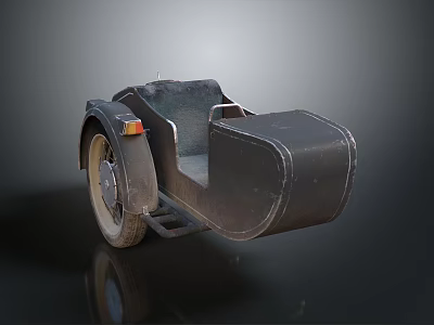 Vintage Black Motorcycle Sidecar With Classic Seat And Metal Wheel Design Structure 3d model