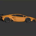Yellow Sports Car With Streamlined Body Rear Spoiler And Alloy Wheels