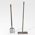 Agricultural Equipment Including Handheld Fork And Metal Rake With Long Handles
