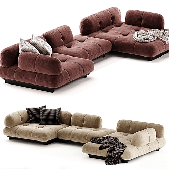 Modern Light Luxury Multi-Person Corner Sofa Set 3d model