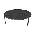 Modern Woven Coffee Table With Round Patterned Surface And Black Metal Legs Design 3d model