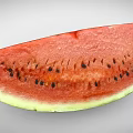 Fresh Watermelon Slice With Red Flesh Black Seeds And Green Rind