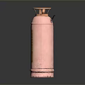 Elegant Pink Perfume Bottle With Gold Label Red Handle And Transparent Body