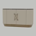 Modern Luxury Marble Top Entryway Side Cabinet With Unique Branch Shaped Handles For Home Storage