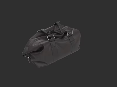 Black Leather Duffel Bag With Sturdy Straps And Top Handles For Travel 3d model