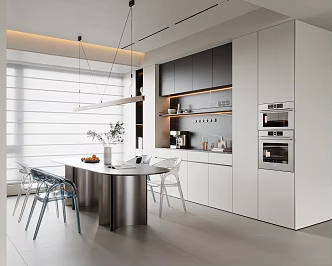 Modern Minimalist Restaurant Dining Table and Chair Combination Rock Plate Dining Table Single Chair Acrylic Dining Chair Dining Side Cabinet Wine Cabinet Embedded High Cabinet Household Appliances Metal Hanger 3d model