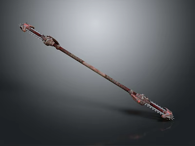 Ornate Dragon Decorated Long Handle Weapon With Intricate Metal Texture 3d model