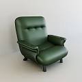 Green Leather Single Sofa With Button Tufted Backrest And Black Legs 3d model