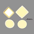 Modern Flush Mount Ceiling Lights with Square and Round Beige Designs 3d model