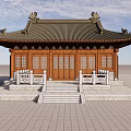 Traditional Chinese Ancient Architecture With Classic Roof Wooden Doors Stone Steps And Ornamental Railings