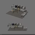 Modern Beige Sofa and Coffee Table Set With Pillows Rug and Side Table 3d model