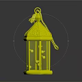 Lantern Shaped Fish Tank Aquarium With Orange Frame Purple Tassel And Blue Aquatic Decor
