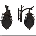Vintage Decorative Wall Lamps With Branch Shaped Bracket Glass Shade And Metal Frame Illuminated