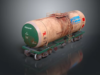 Railway Tank Car With NEZOR Brand Green Brown Body Ladder Platform And 101 Identification Number 3d model