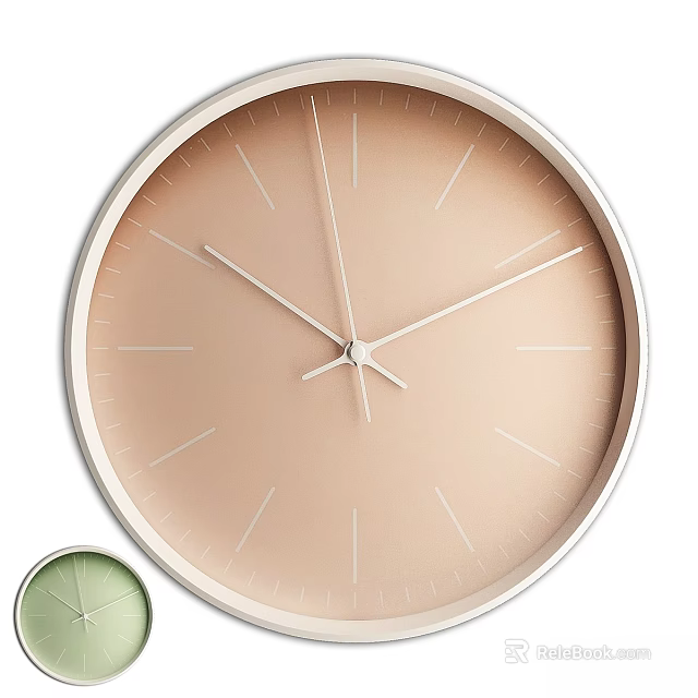 Modern Minimalist Wall Clock With Beige Dial Silver Frame And Sleek Hands 3d model