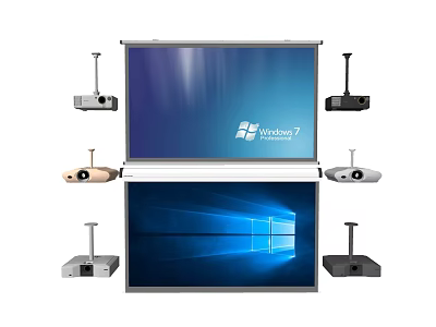 Projection Monitoring Setup With Large Screen Display And Multiple Projectors 3d model