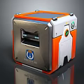 Silver and Orange Household Appliance The Ball Machine with Square Shape and Modern Design