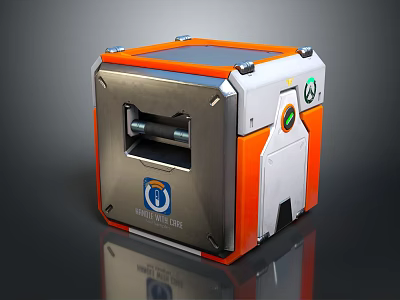 Silver and Orange Household Appliance The Ball Machine with Square Shape and Modern Design 3d model