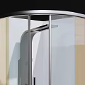 Modern Shower Head In Transparent Glass Shower Enclosure With White Base
