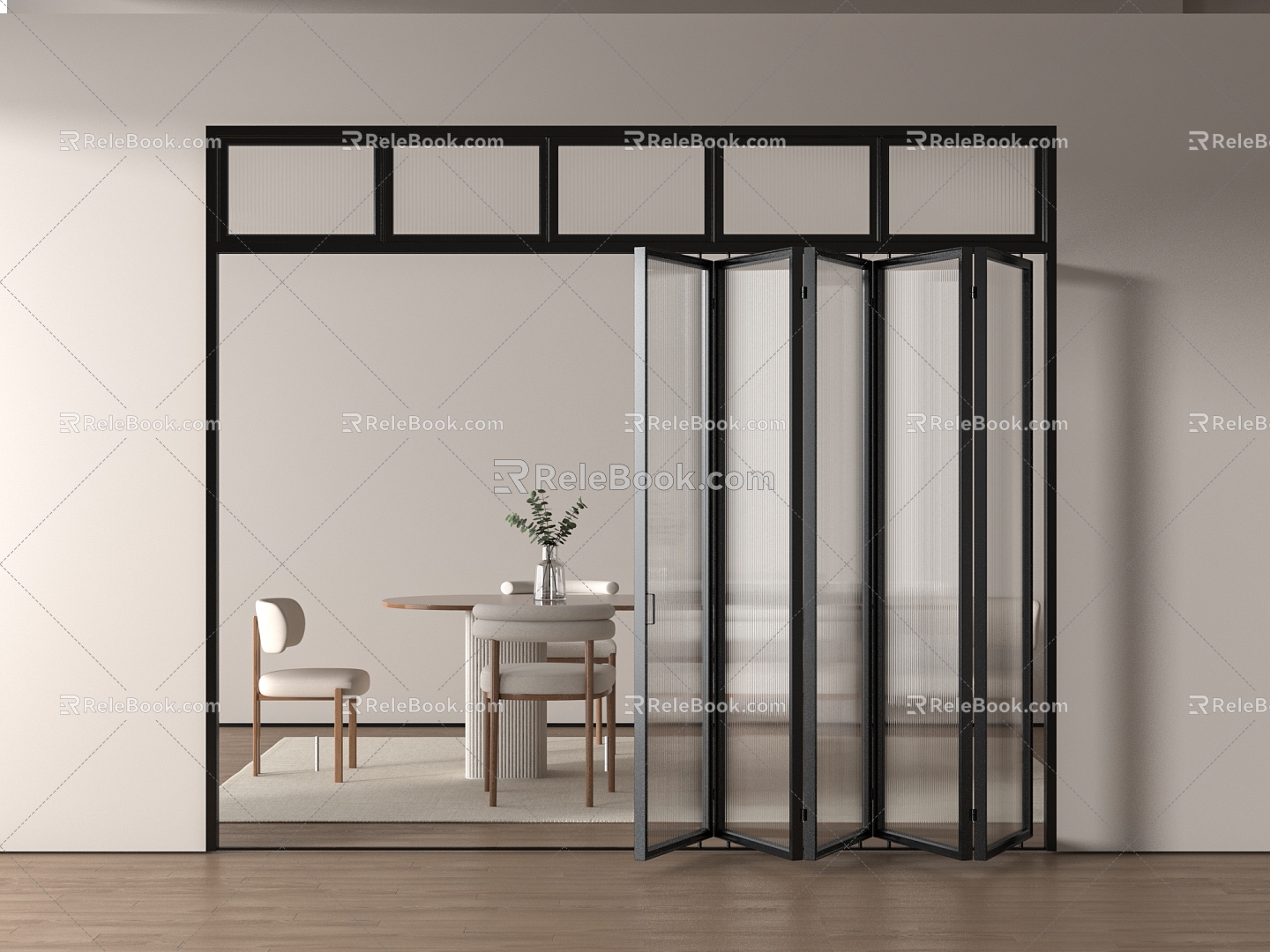 Modern Folding Door Balcony Folding Door Partition Door Folding Door Kitchen Folding Door Solid Wood Folding Door 3d model