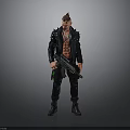 Cyberpunk Character With Mohawk Hairstyle Shirtless Black Leather Jacket Holding Rifle
