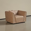 Modern Beige Leather Single Sofa With Quilted Stitching And Curved Armrests 3d model