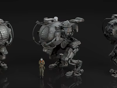 Giant Mech Game Movie Character With Small Human Pilot And Detailed Design 3d model